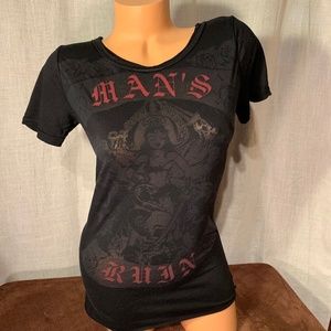 Man’s Ruin burnout fitted rock n’ roll tee